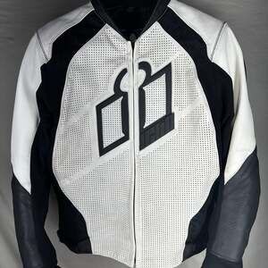 Icon Hypersport Prime Leather Motorcycle Jacket White Black